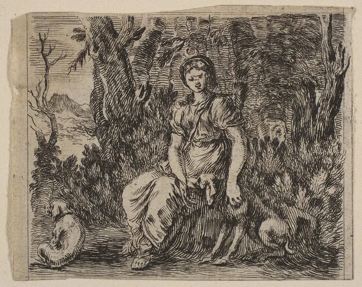 Diana, from 'Game of Mythology' (Jeu de la Mythologie) — Stefano della Bella|Jean Desmarets de Saint-Sorlin|Henri Le Gras|Louis XIV, King of France|Cardinal Jules Mazarin