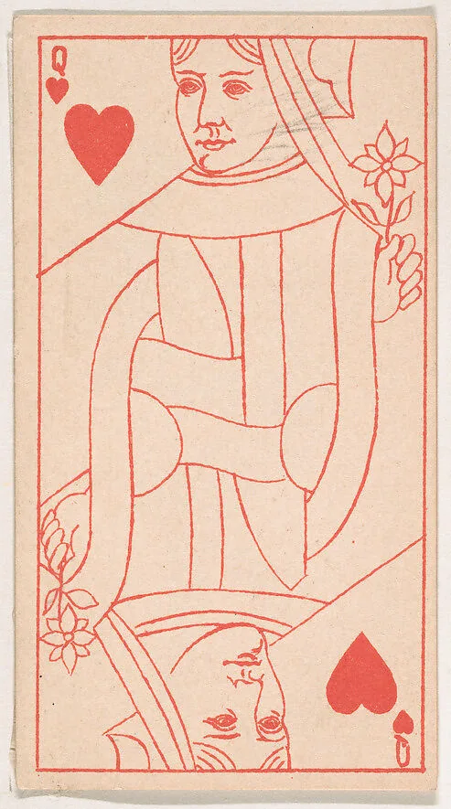 Queen of Hearts, from the Transparent Playing Cards series (N220) issued by Kinney Bros. — Kinney Brothers Tobacco Company