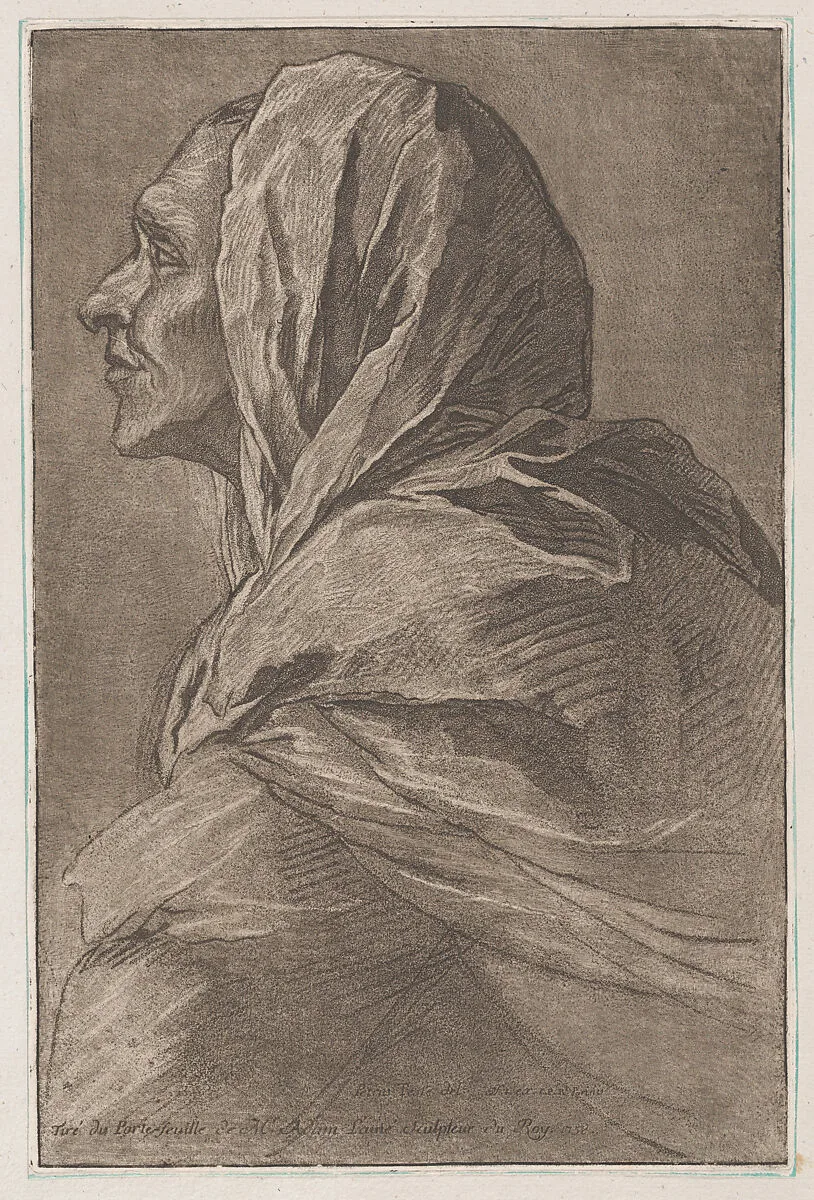 Head of a woman — Lambert Sigisbert Adam|Pietro Testa