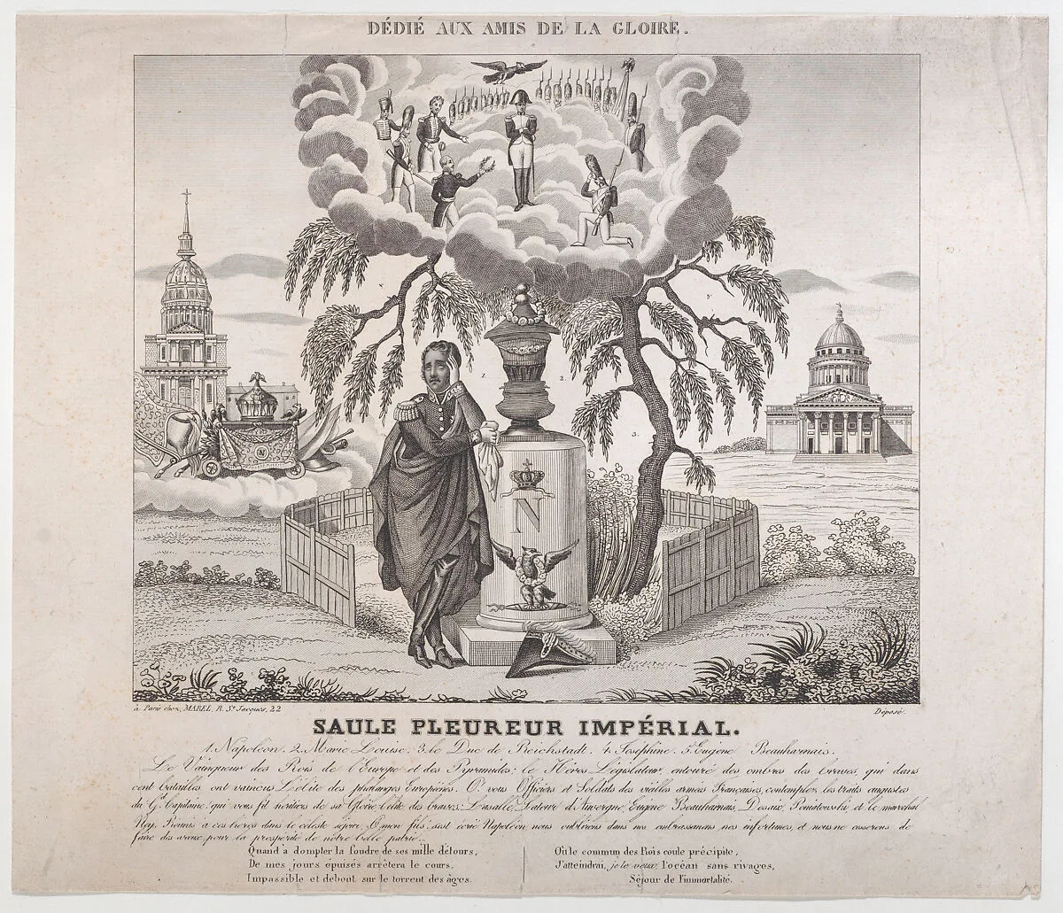 Saule Pleureur Imperiale with hidden silhouettes of Napoleon and his family — Anonymous|Marel|Prince Eugène de Beauharnais, Herzog von Leuchtenberg|Napoléon II, King of Rome and Duke of Reichstadt|Napoléon Bonaparte|Joséphine Bonaparte|Empress Marie Louise of France