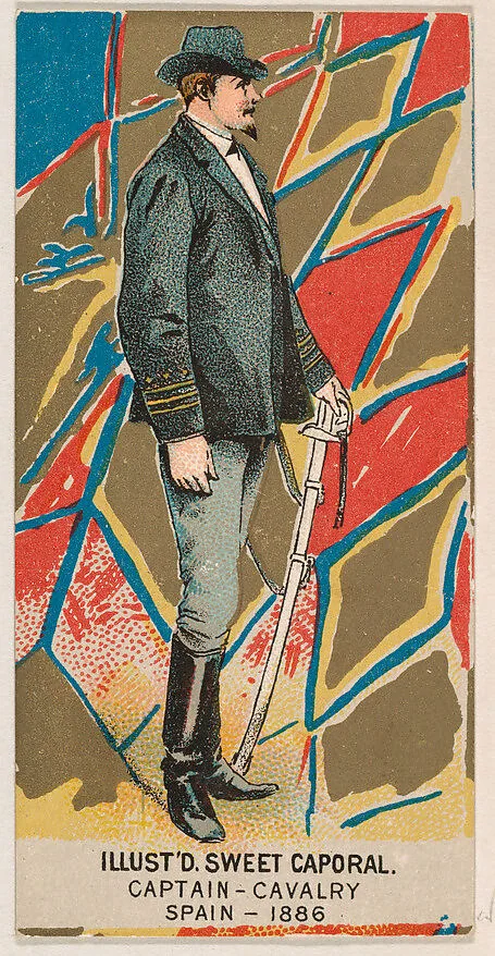 Captain, Cavalry, Spain, 1886, from the Military Series (N224) issued by Kinney Tobacco Company to promote Sweet Caporal Cigarettes — Kinney Brothers Tobacco Company