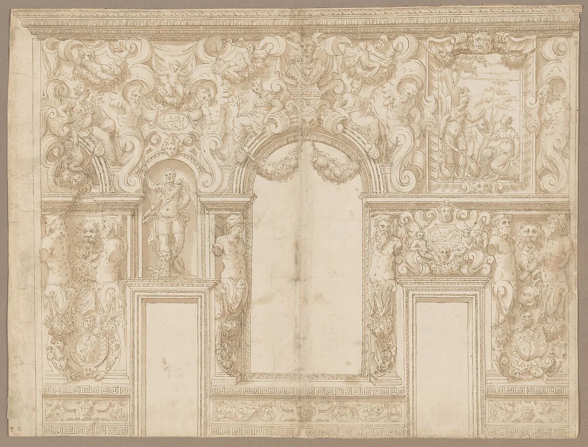 Design for the Decoration of a Palace Wall (Veronese Palazzo?) — Lorenzo Rubini|Alessandro Vittoria (Alessandro Vittoria di Vigilio della Volpa)|Paolo Veronese (Paolo Caliari)