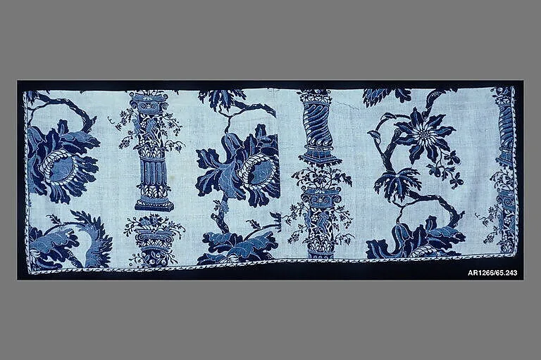 Valance, blue-resist textile — Unknown