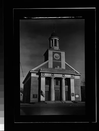 [Greek Revival Church with Date Placard "1667", Beverly, Massachusetts]