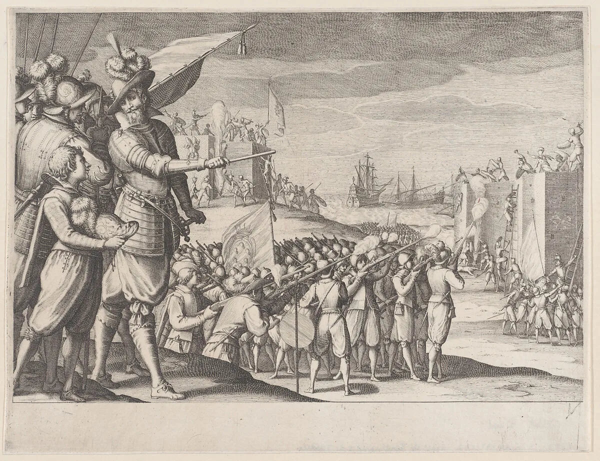 Assaut de Deux Fotresses (The Attack of Two Fortresses), from La Vie de Ferdinand Ier de Médicis série appelée aussi Les Batailles des Médicis (The Life of Ferdinand I de'Medici also called The Medici Battles) — Jacques Callot|Matteo Rosselli