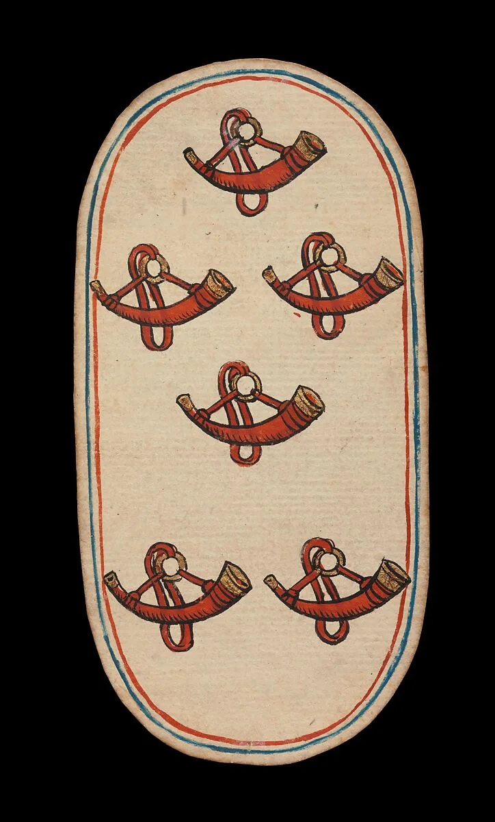 6 of Horns, from The Cloisters Playing Cards — Unknown