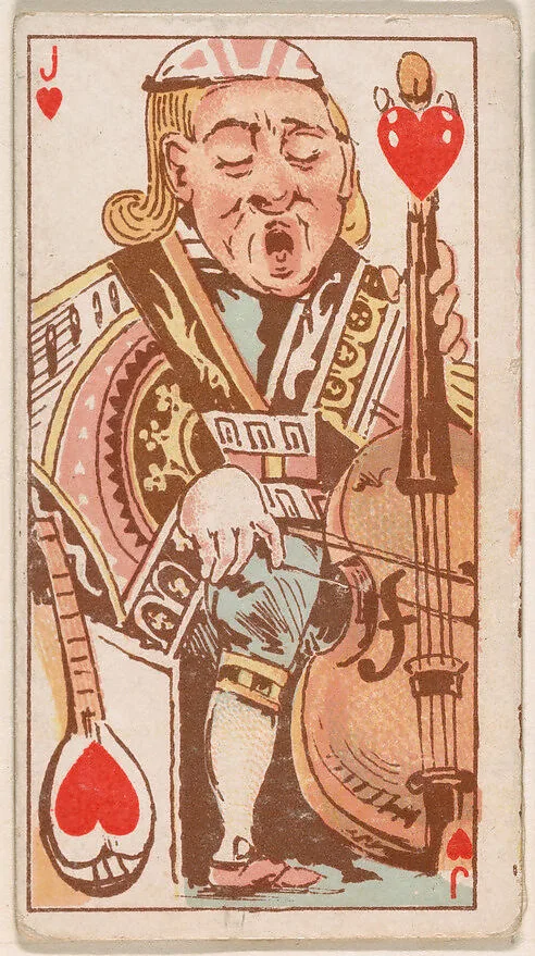 Jack of Hearts, from Harlequin Cards, 2nd Series (N220) issued by Kinney Bros. — Kinney Brothers Tobacco Company