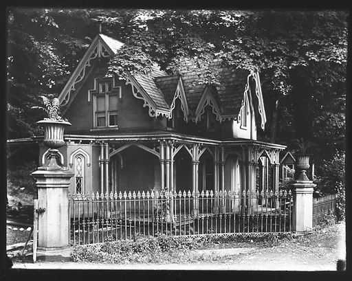 [Gothic Revival House with Iron Gate, Poughkeepsie, New York]