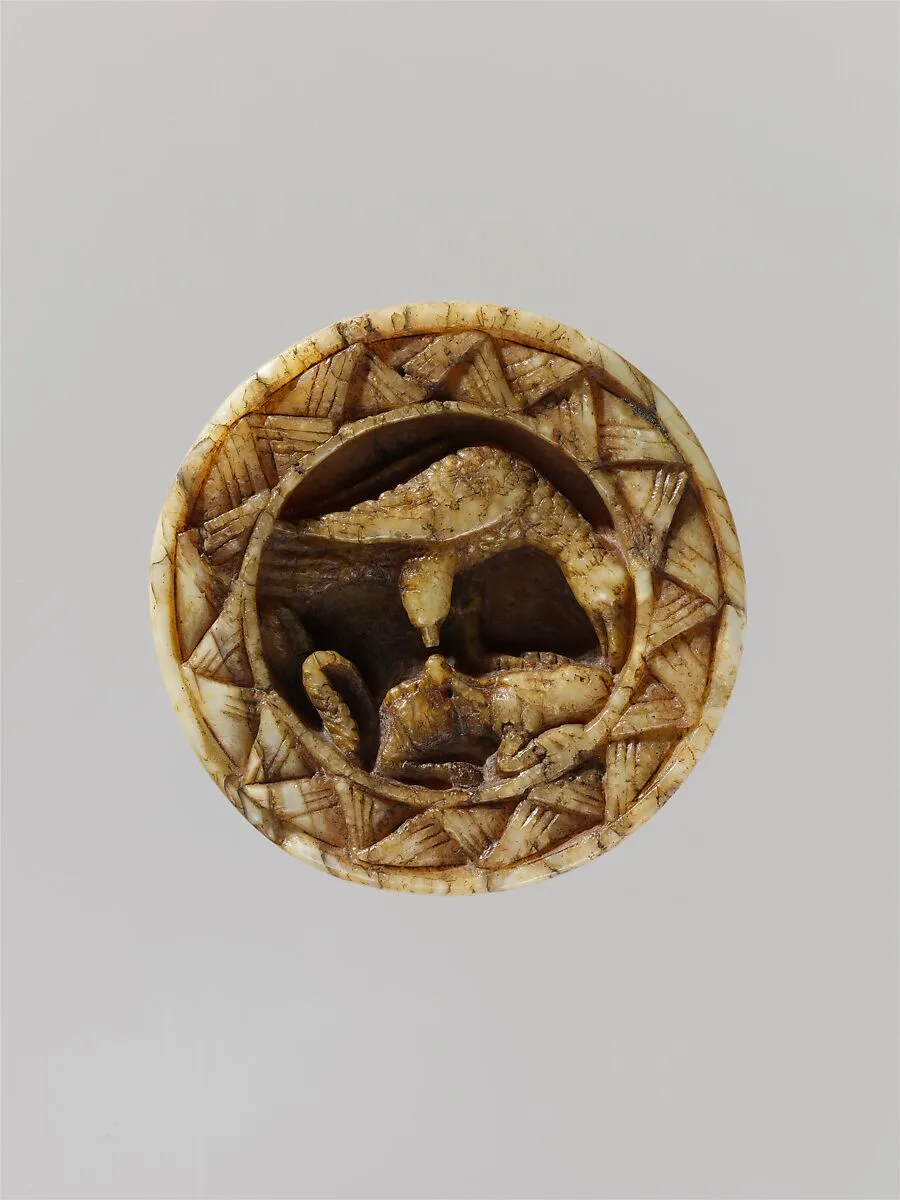 Game Piece with an Eagle Attacking a Hare — Unknown