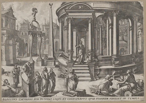 Zacharias Stepping out of the Temple, from "Events in and around the Temple"