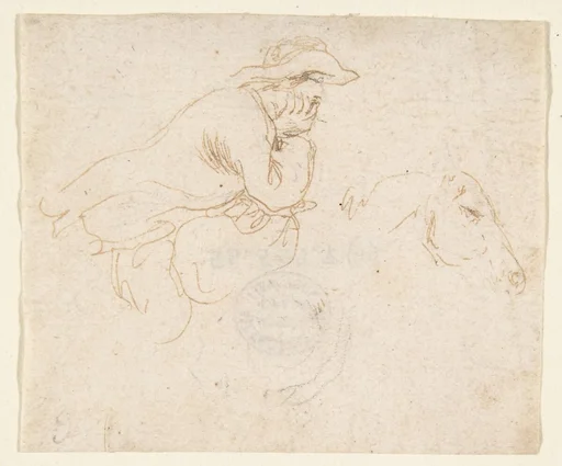Man on Horseback seen in Profile View Facing Right.