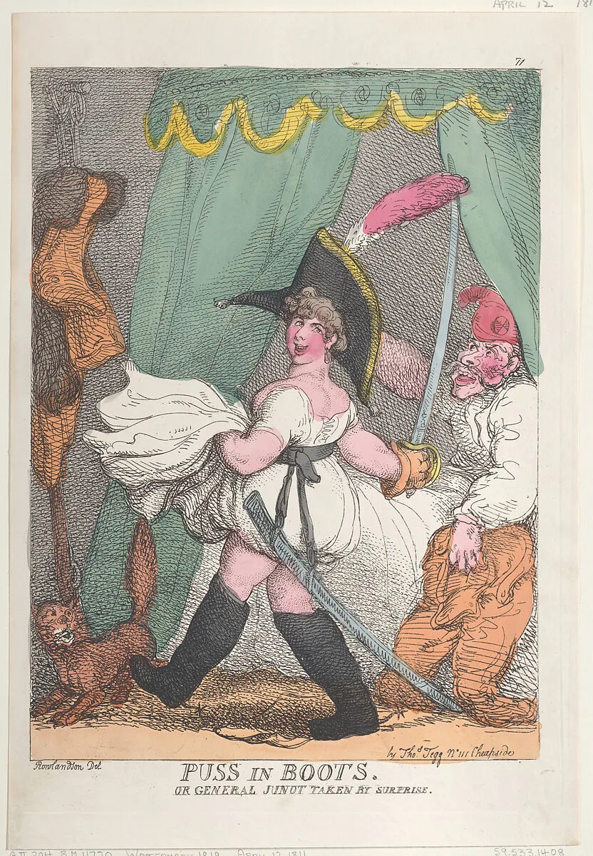 Puss in Boots or General Junot Taken by Surprise — Thomas Rowlandson|Thomas Tegg|Jean Andache Junot, duc d'Abrantes