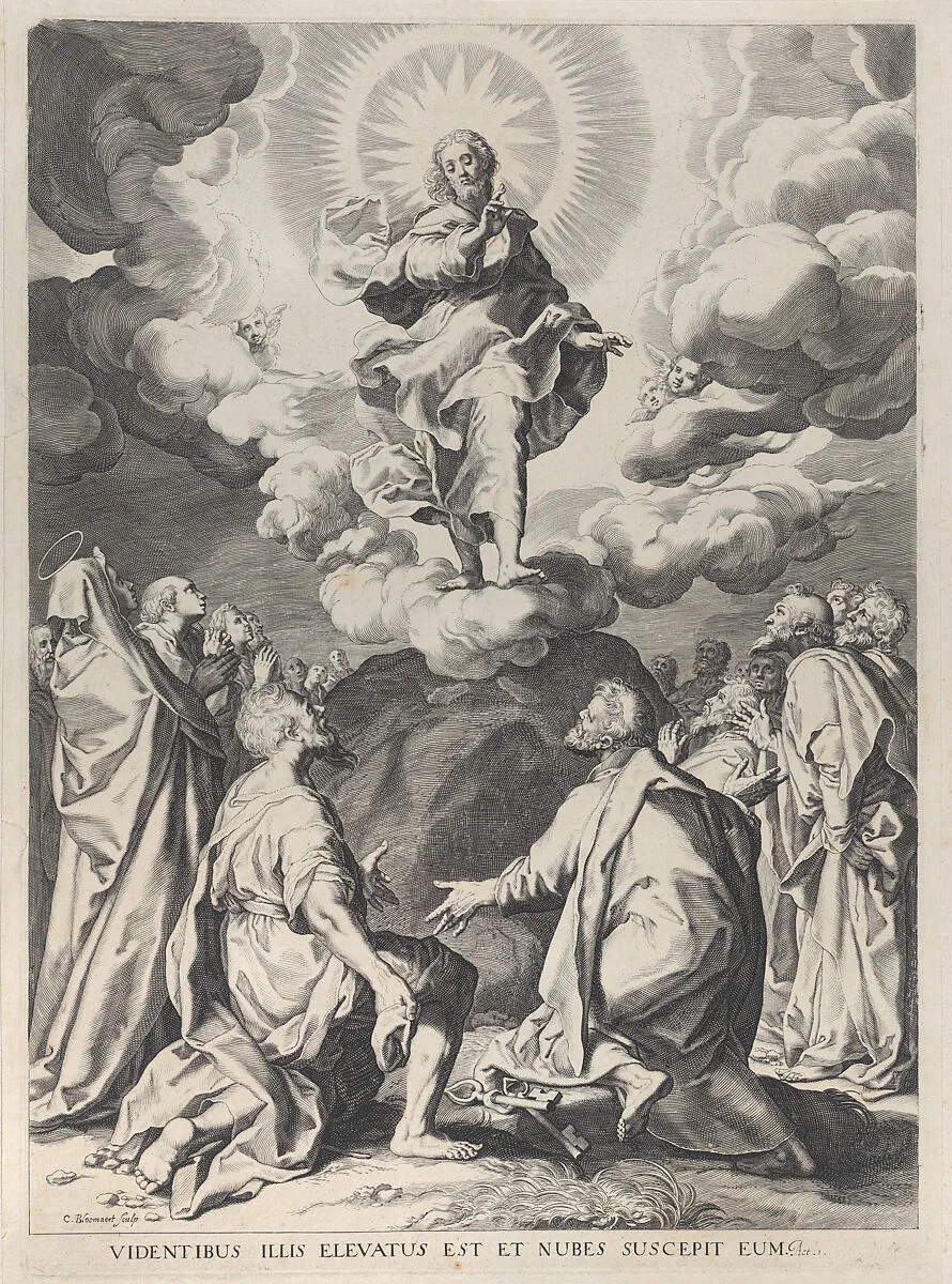 The Ascension, with Christ standing atop a rock at center — Federico Barocci|Cornelis Bloemaert