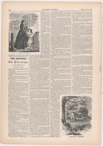 The Lady in Black, Meadowbrook Parsonage (from "The Mistress of the Parsonage," in "Harper's Weekly")