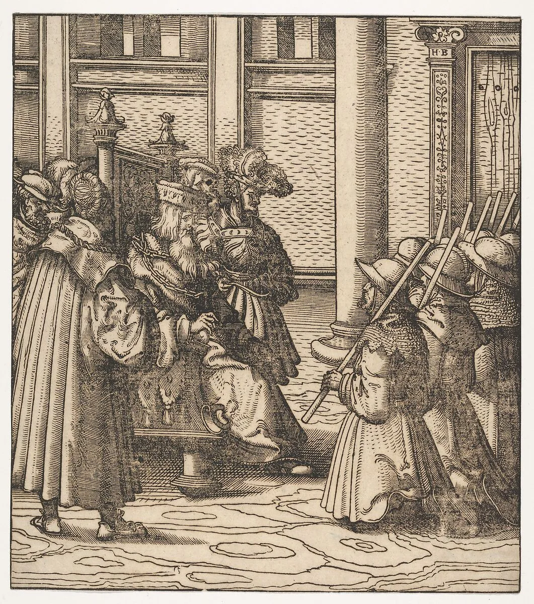 The Brown and White Party Asking Mercy from the Old White King, from Der Weisskunig — Hans Burgkmair|Jost de Negker|Marx Treitz-Sauerwein von Ehrentreitz