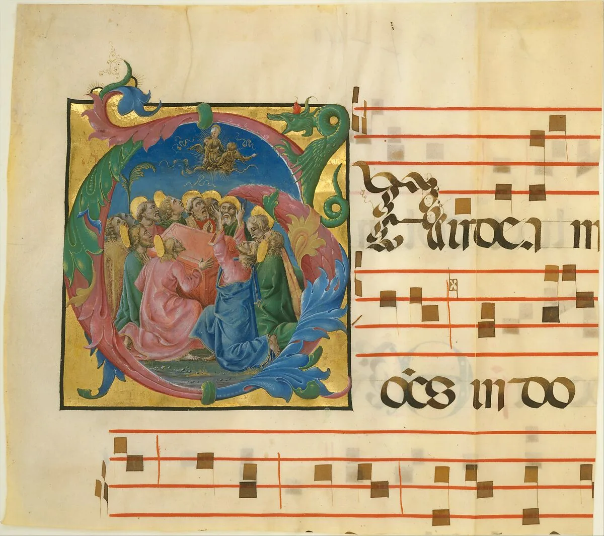 Manuscript Illumination with the Assumption of the Virgin in an Initial G, from a Gradual — Cosmè Tura (Cosimo di Domenico di Bonaventura)