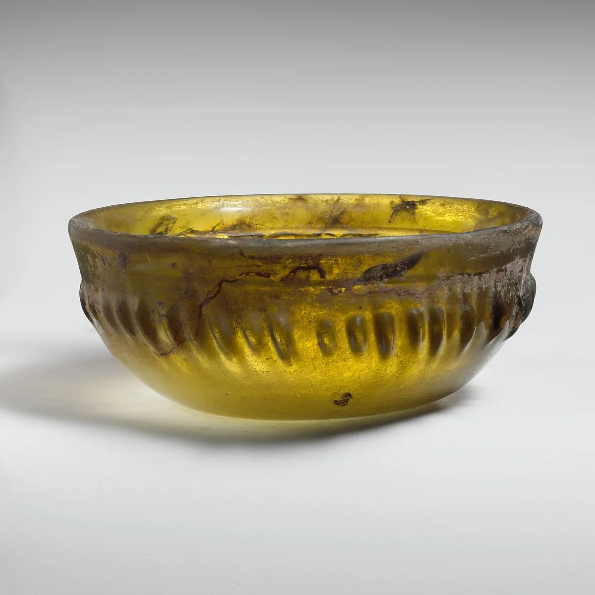 Glass ribbed bowl — Unknown