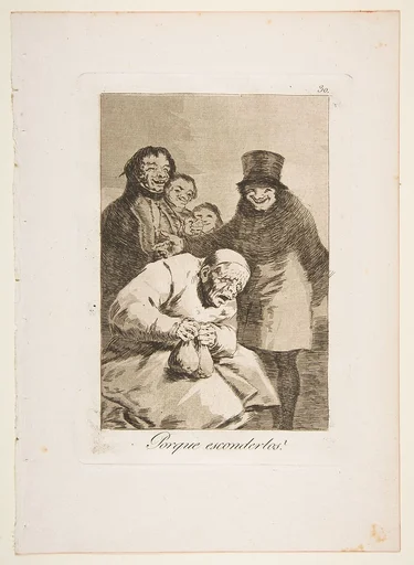 Plate 30 from "Los Caprichos": Why hide them? (Porque esconderlos?)
