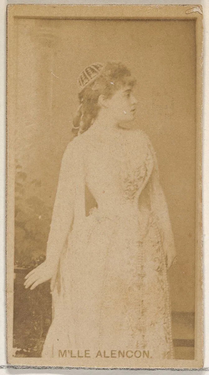 M'lle Alencon, from the Actors and Actresses series (N45, Type 8) for Virginia Brights Cigarettes — Allen & Ginter