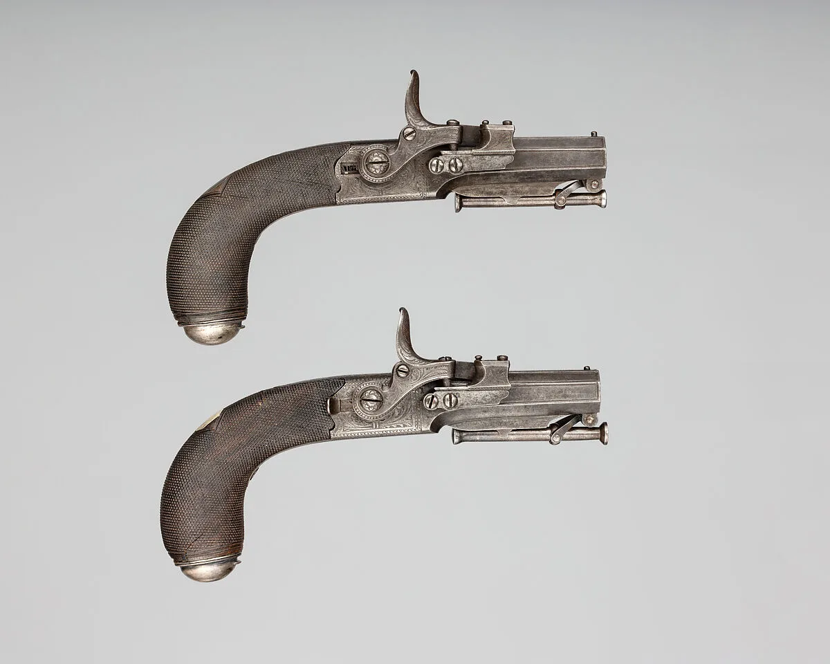 Pair of Forsyth Patent Third Model Sliding Primer Pistols — Alexander John Forsyth|Forsyth & Co.