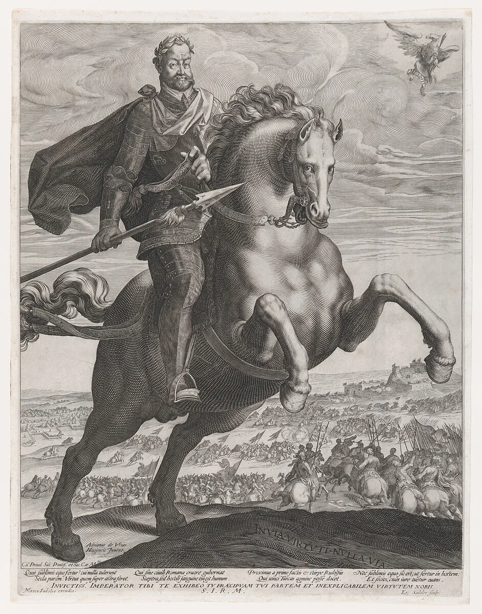 Portrait of Emperor Rudolph II on Horseback — Adriaen de Vries|Marcus Sadeler|Aegidius Sadeler II