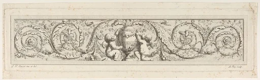 Design for a Frieze with Acanthus Scrolls and a Vase with Two Putti in the Center