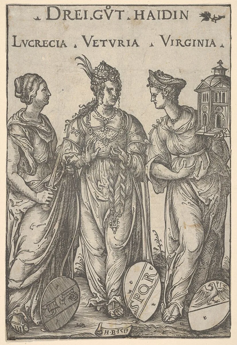 The Three Heathen Heroines (Drei Gut Haidin), from Heroes and Heroines — Hans Burgkmair|Jost de Negker