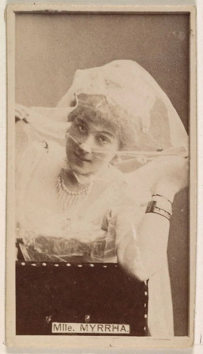 Mlle. Myrrha, from the Actresses series (N245) issued by Kinney Brothers to promote Sweet Caporal Cigarettes — Kinney Brothers Tobacco Company