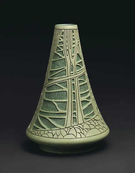 Della Robbia vase with trees — Frederick Hurten Rhead|Roseville Pottery