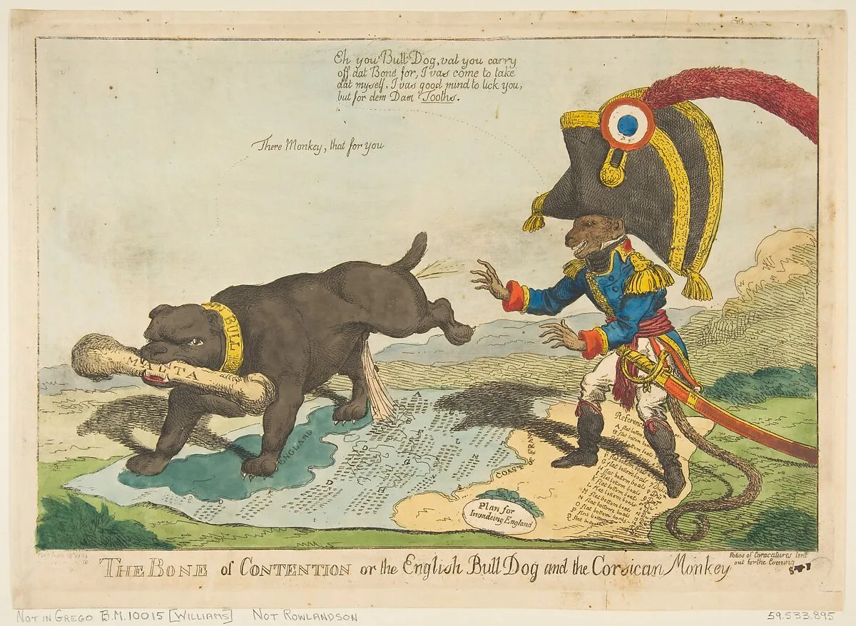 The Bone of Contention or the English Bull Dog and the Corsican Monkey — S. W. Fores|Charles Williams