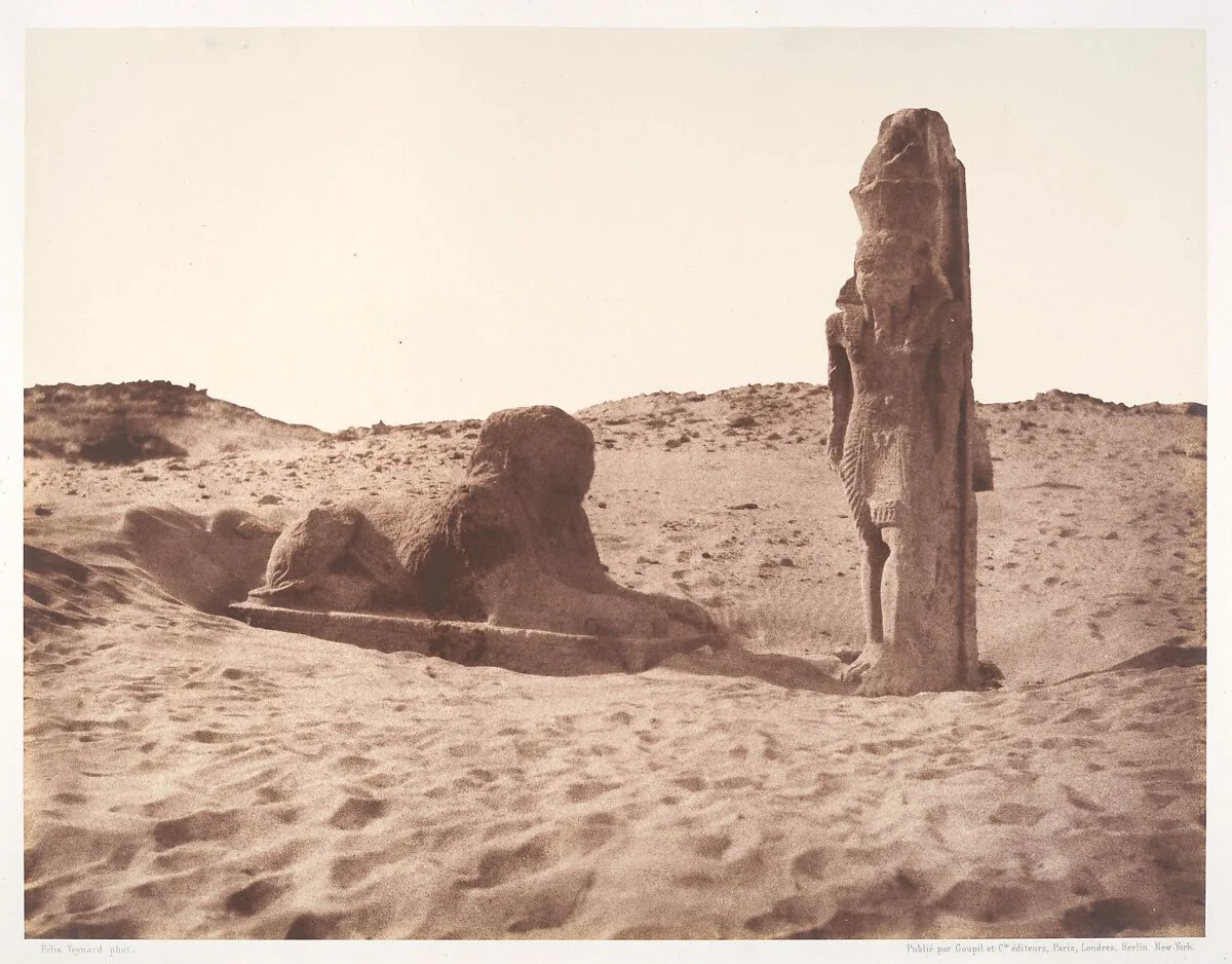 Séboûah, Temple, Colosse et Sphinx de la Partie Gauche de l'Avenue — Félix Teynard
