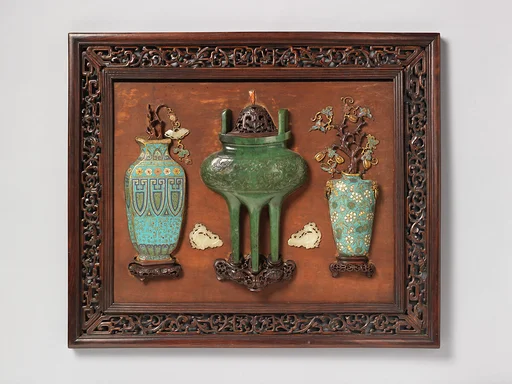 清乾隆  百寶嵌博古插屏|Panel with “hundred antiques”