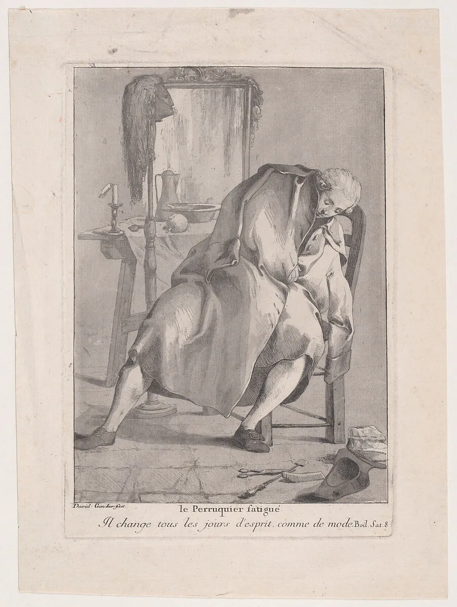 The Tired Wigmaker, from "Divers portraits" — Giovanni David