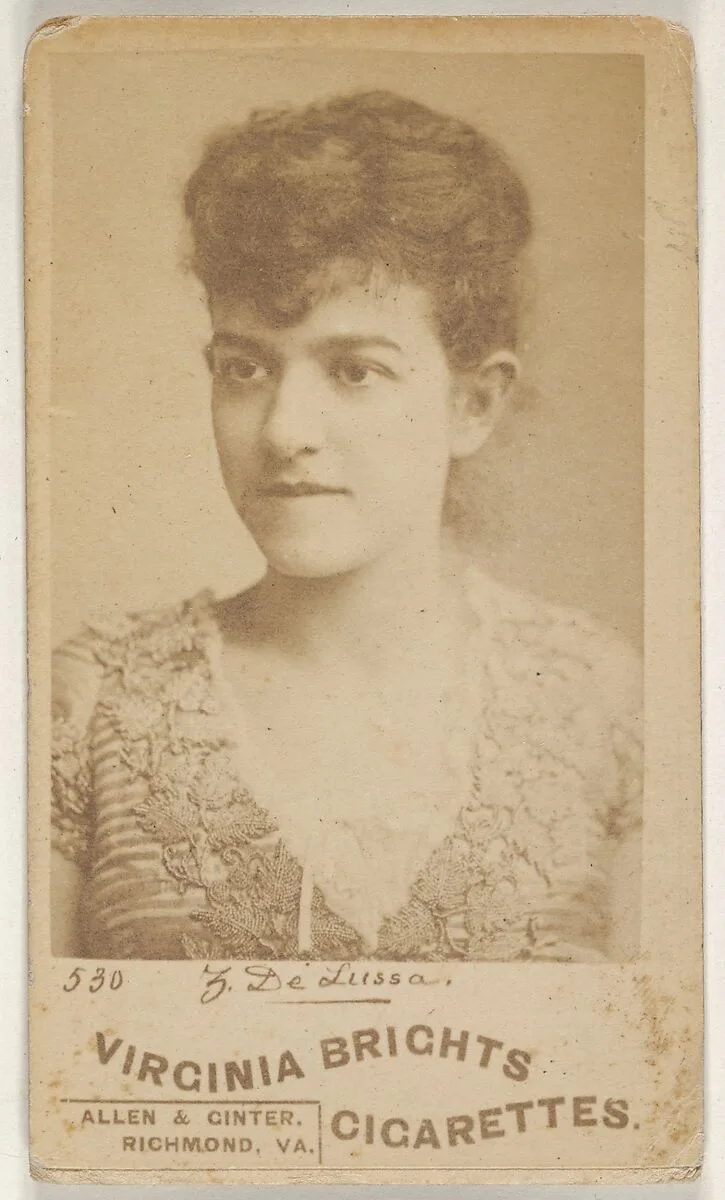 Card 530, Z. De Lussa, from the Actors and Actresses series (N45, Type 6) for Virginia Brights Cigarettes — Allen & Ginter