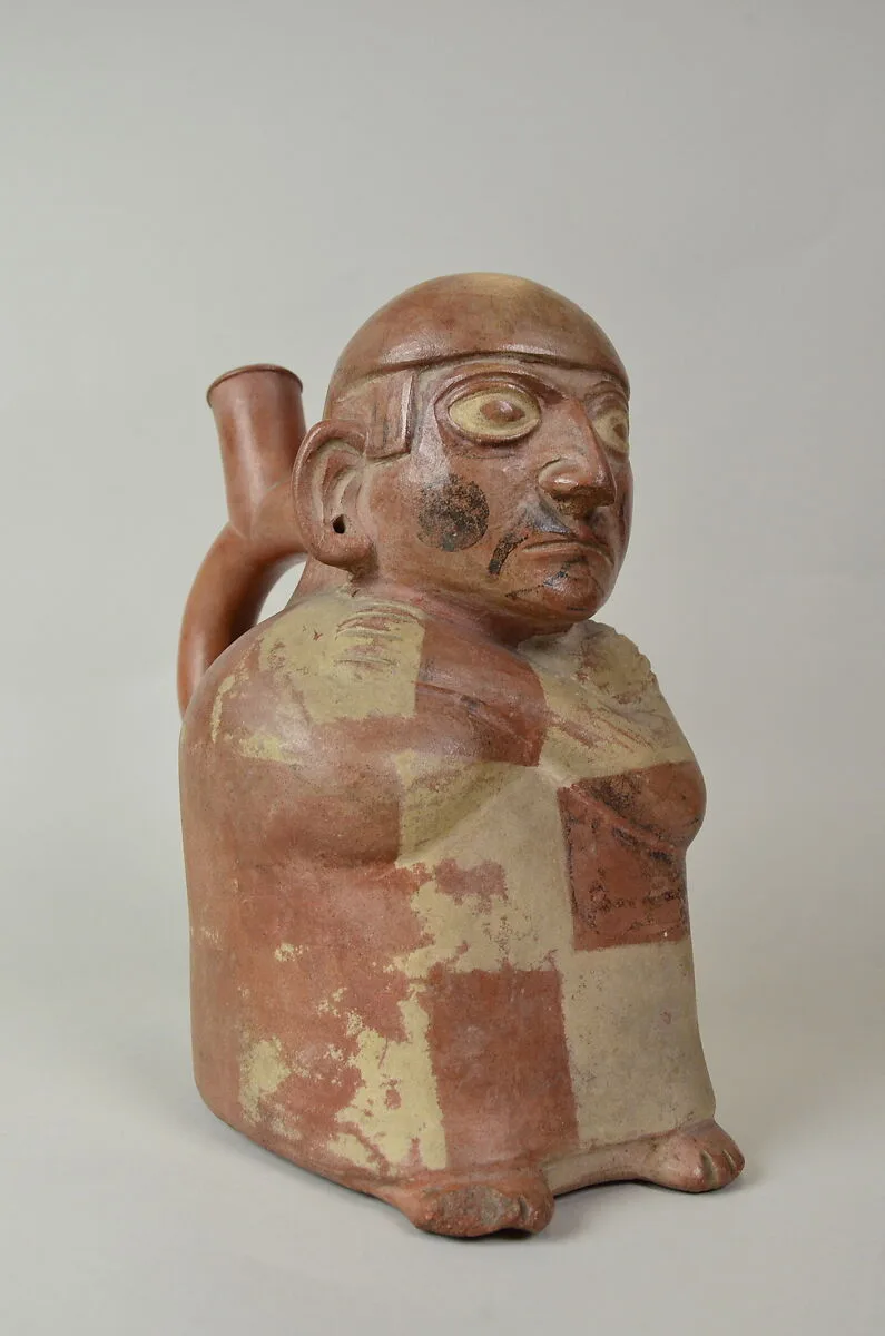 Stirrup Spout Bottle with Seated Figure — Unknown