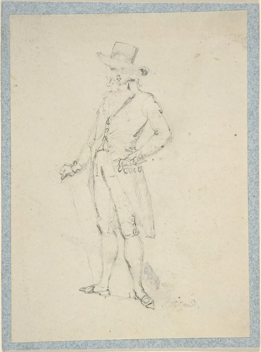 Man in broad brimmed hat (sketchbook page) — Thomas Stothard