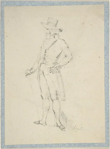 Man in broad brimmed hat (sketchbook page)