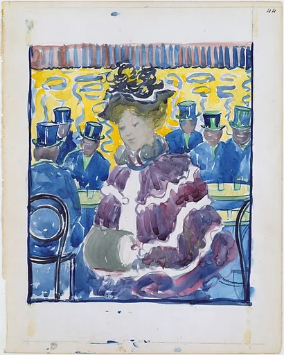 Large Boston Public Garden Sketchbook: A woman passing a café