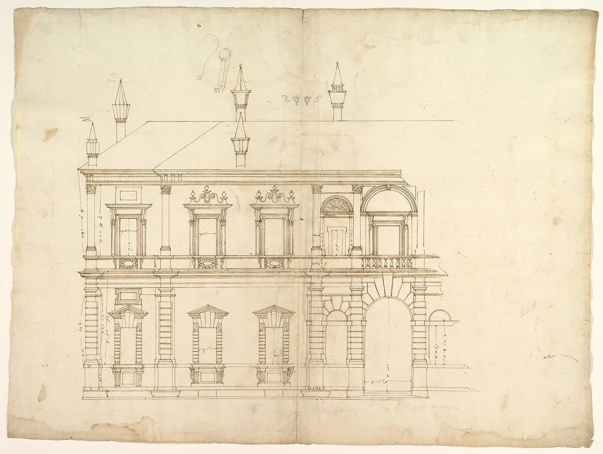 Villa Giulia, Casino, elevation — Anonymous, French, 16th century