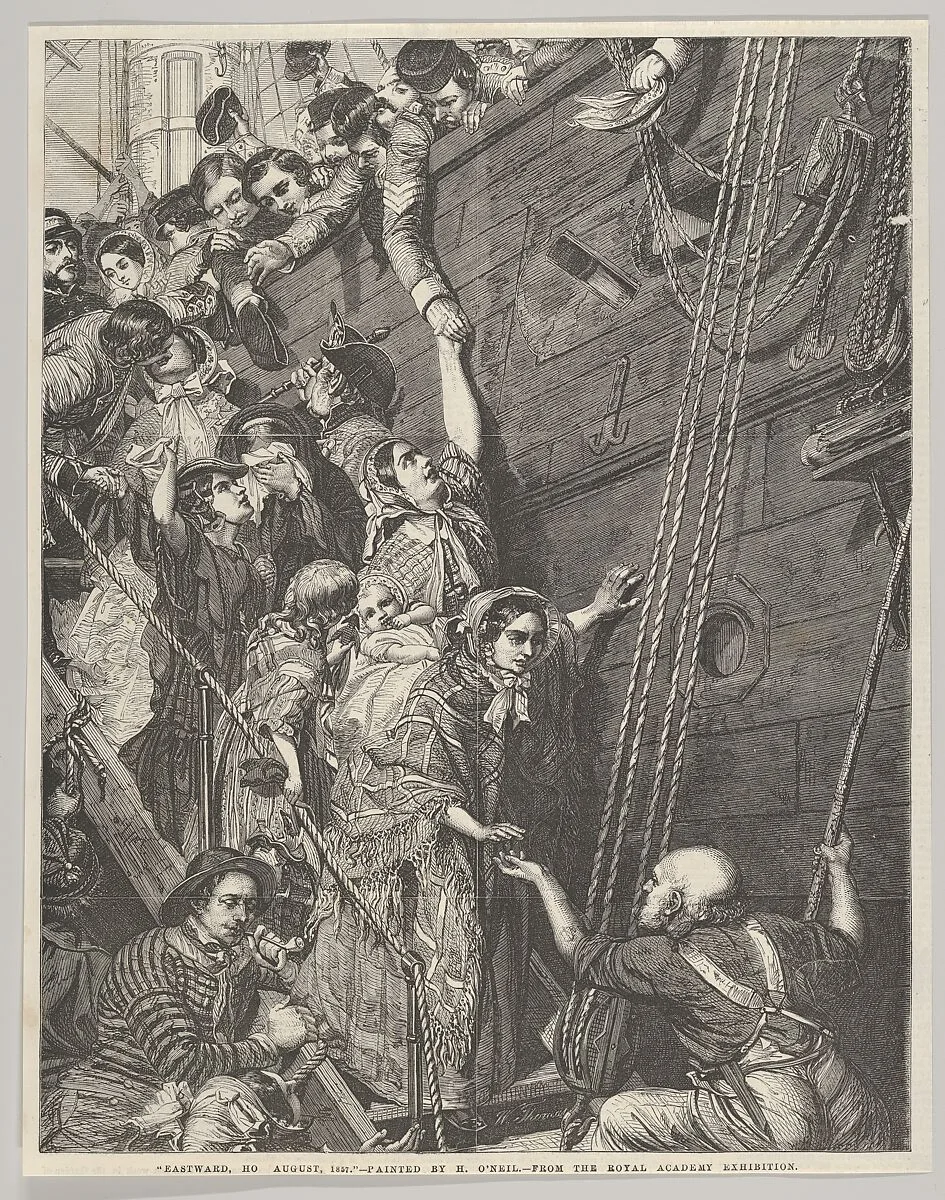 Eastward Ho! August 1857, from "Illustrated London News" — William Luson Thomas|Henry Nelson O'Neil