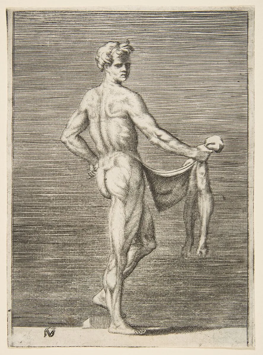 Flayed man seen from behind — Giulio Bonasone