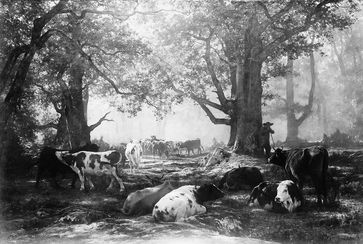 Environs of Fontainebleau: Woodland and Cattle — Auguste-François Bonheur