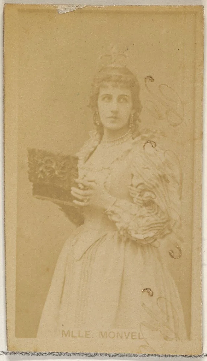 Mlle. Monvel, from the Actors and Actresses series (N45, Type 8) for Virginia Brights Cigarettes — Allen & Ginter