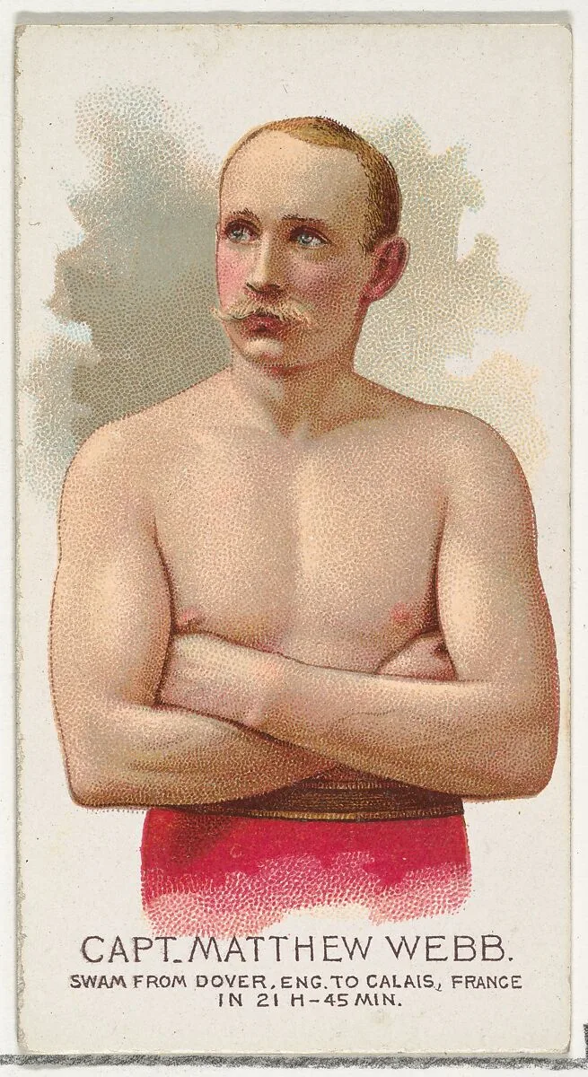 Captain Matthew Webb, Swam from Dover, England to Calais, France, from World's Champions, Series 2 (N29) for Allen & Ginter Cigarettes — Lindner, Eddy & Claus|Allen & Ginter