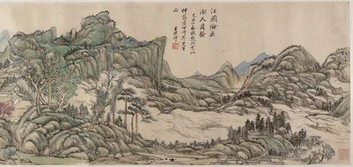 清 王原祁 江國垂綸圖 卷|Fishing in River Country at Blossom Time