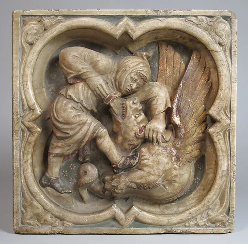 Relief with Monk Killing Dragon