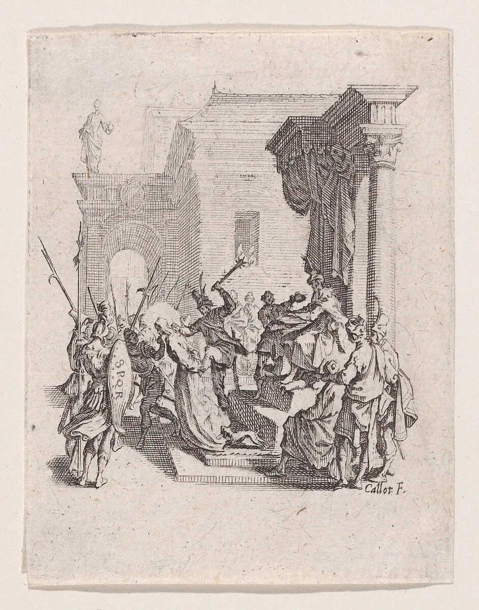 Jésus et la Femme Adultère (Jesus and the Woman Taken in Adultery), plate 5 from "Le Nouveau Testament" (The New Testament) — Israël Henriet|Jacques Callot