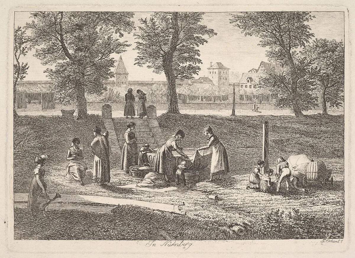 Outdoor Scene of Women in Domestic Activities in Nurnberg, — Johann Christoph Erhard
