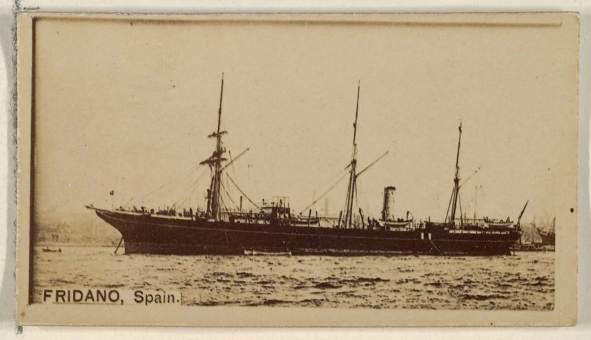 Fridano, Spain, from the Famous Ships series (N50) for Virginia Brights Cigarettes — Allen & Ginter