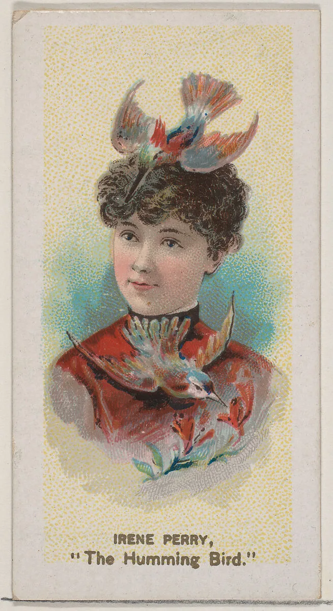 Irene Perry as "The Humming Bird," from the series Fancy Dress Ball Costumes (N73) for Duke brand cigarettes — W. Duke, Sons & Co.|Knapp & Company